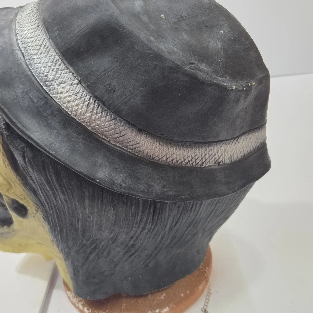 Vintage Skeleton Skull Latex Mask Top Hat Fedora Web Eyepatch Halloween Prop